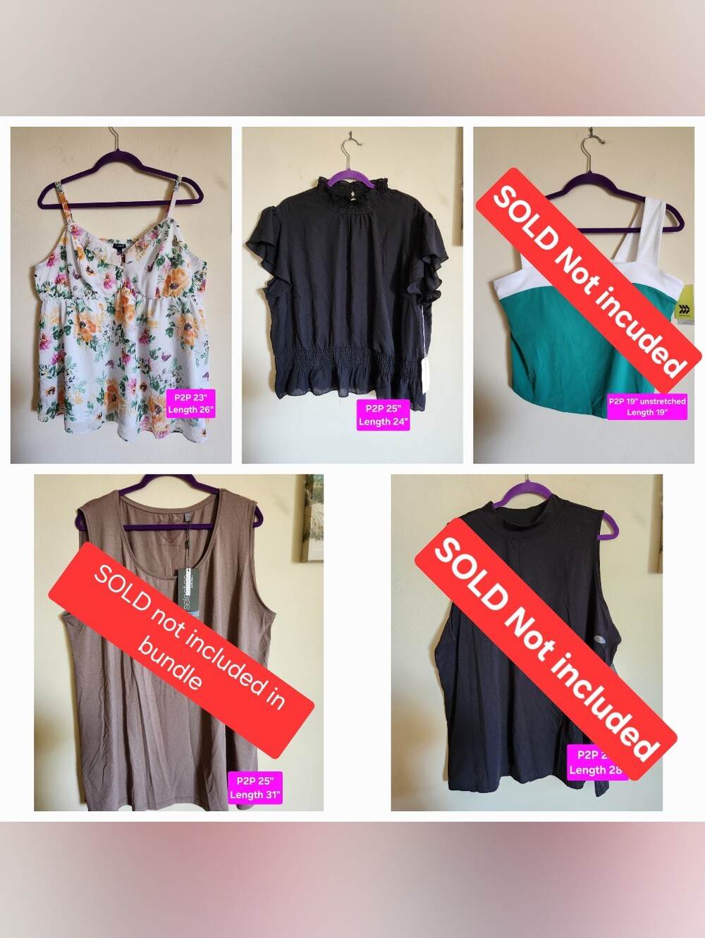 Womens Plus Size Tops Bundle Lot Of 6 2X/XXL Mainly NWT